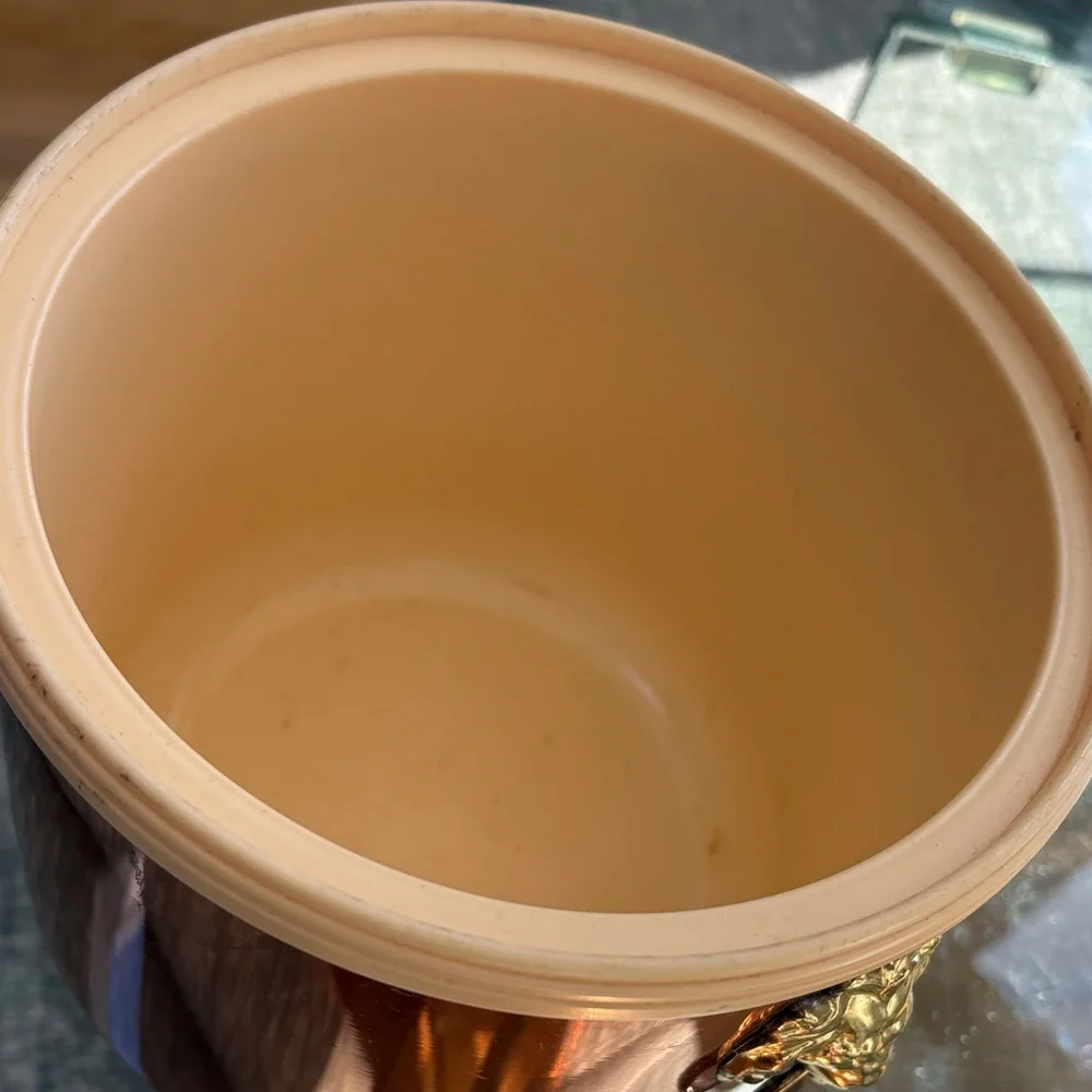 Vintage Copper-Colored Ice Bucket with Tongs